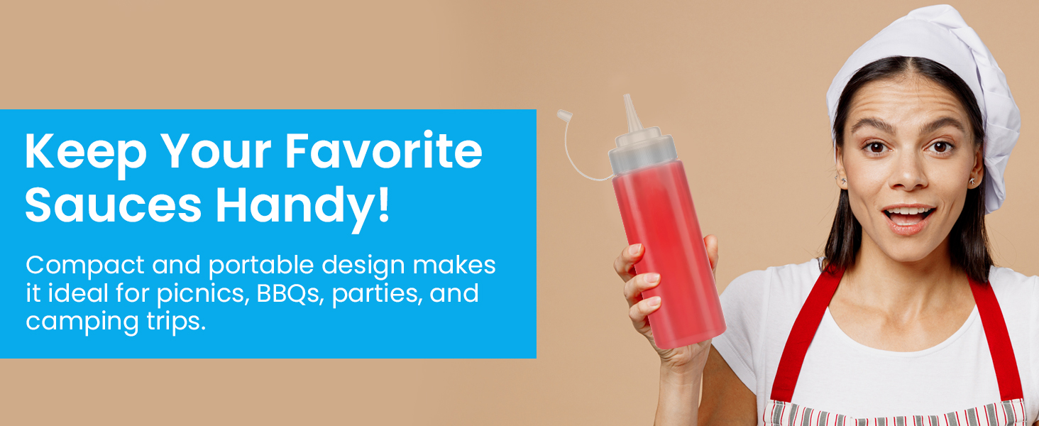 squeeze condiment plastic bottles with nozzle for sauces leak proof durable design easy to clean