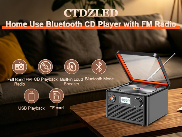 Home Use Bluetooth CD Player with FM Radio