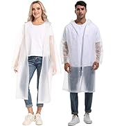 Rain Ponchos for Adults Reusable - Borogo 2Pcs Raincoats Emergency Survival with Hoods and Sleeve...