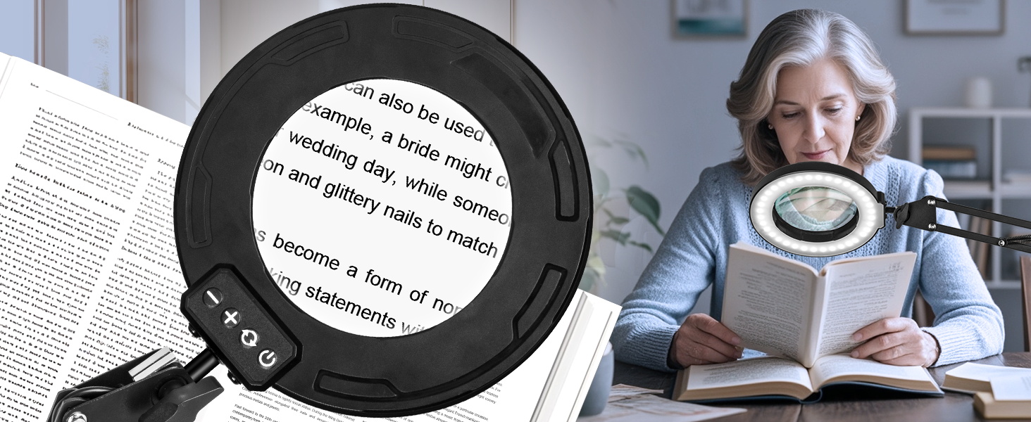 Reading hobby magnifying glass with light lamp with magnifying glass and light