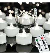 merrynights Remote Candles, 12PCS Flameless Tea Lights Candle Battery Operated with Timer, 400+Ho...