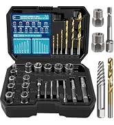 DOAHO 26 Piece Bolt Extractor Screw Extractor Set and Drill Bit Set, 13 PCS Cr-Mo Bolt Extractor ...