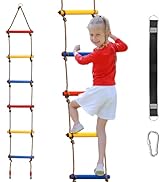 ZENFUN 6.5 Ft Climbing Rope Ladder, Climbing Ladder Hanging Slackline Ladder for Indoor Play Set ...