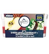 Glade 1-Wick 2in1 Scented Candle Jar, Sheer Vanilla Embrace & Apple Cinnamon, Air Freshener Infus...
