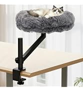 360° Rotating Cat Desk Bed - Height Adjustable Clip-On Pet Hammock with Heavy Duty 50 lbs Capacit...