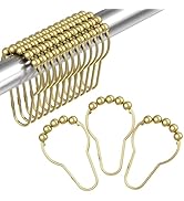 Gold Shower Curtain Hooks, Amazer Shower Curtain Rings Hooks, 12 Pcs Stainless Steel Shower Hooks...