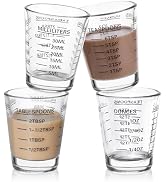 Shot Glasses Measuring Cup Set 4PACK Espresso Shot Glasses Liquid Heavy Glass 26-Incremental Meas...