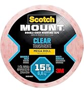 Scotch Double Sided Tape, Clear Mounting Tape, 1 Roll Adhesive Tape, 1 in x 450 in (37.5 ft), Hol...