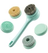 ROLLERSTONE Electric Dry Body Brush & Shower Back Scrubber – Rotating Long-Handle Design, 5-in-1 ...