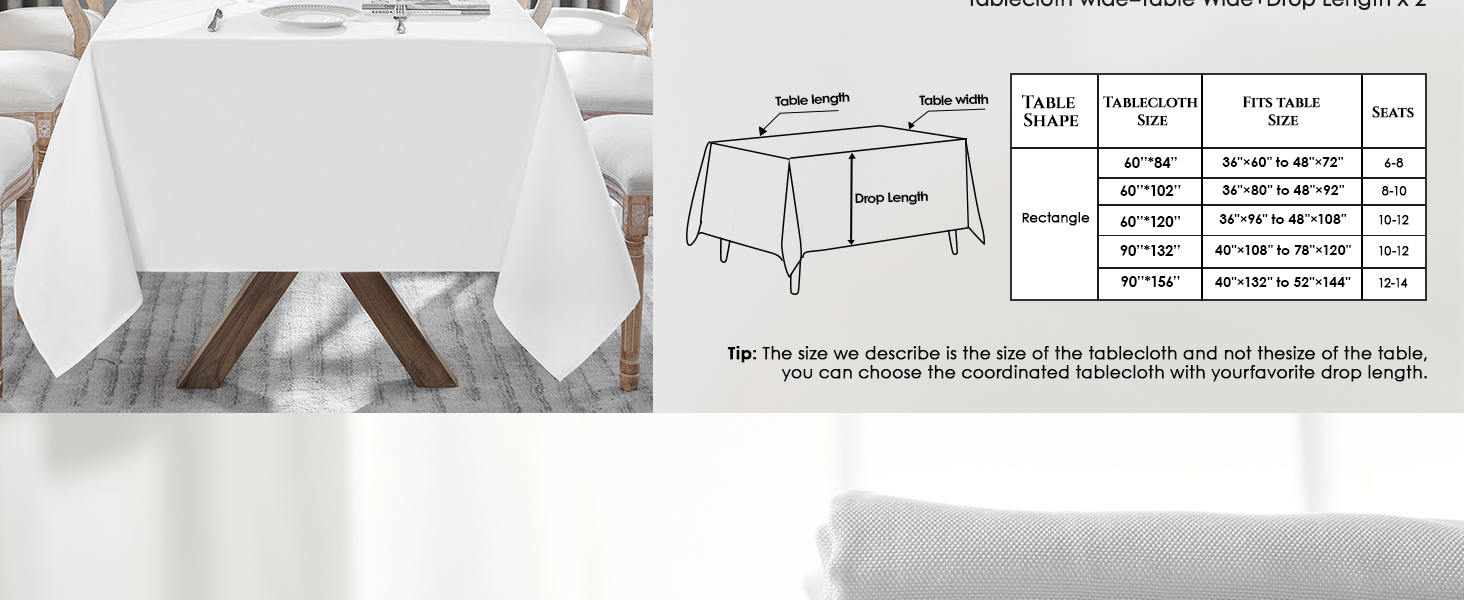 Rectangle Tablecloth Polyester Table Cloth,Stain Resistant and Wrinkle Polyester Dining Table Cover