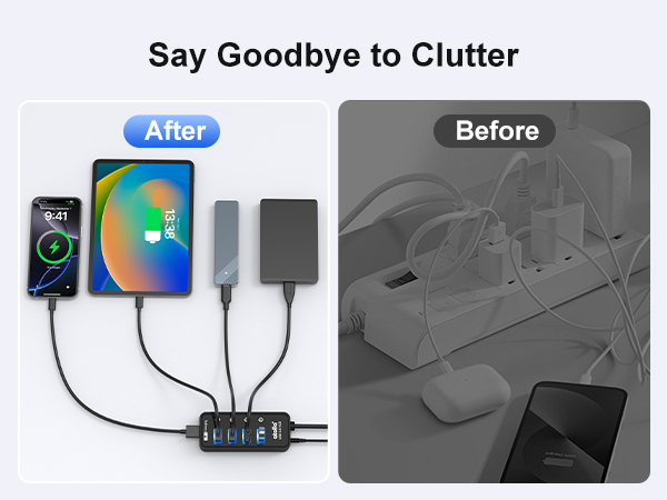 Say goodbye to clutter: one hub replaces multiple chargers and keeps cables tidy