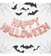 Rose Gold Happy Halloween Balloons Halloween Letter Balloons Happy Halloween Banner Balloons for ...