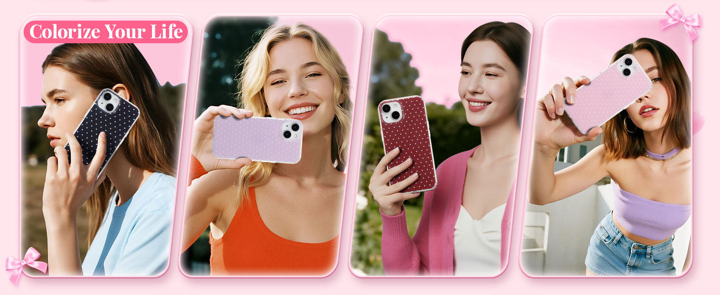 QLTYPRI Cute Polka Dot Shockproof Phone Case