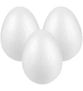 PRETYZOOM 3pcs 6-inch White Craft Styro Foam Eggs for DIY Polystyrene Decorations, Painting, Scho...