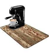Coffee Mat 19x12 Inch, Wood Grain Coffee Machine Mat, Absorbent Hide Stain Rubber Backed Dish Dry...
