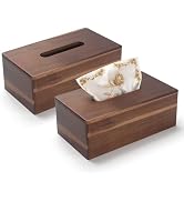 Tissue Box Cover Rectangle, Wood Tissue Box Holder, Wooden Facial Paper Holder for Bathroom, Bedr...