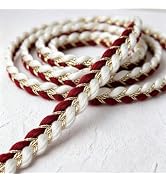 ZNZAKKA Red White Braid Trim, 0.4 in x 10 yd Decorative Sewing Trim | Braid Trim with Metallic Go...