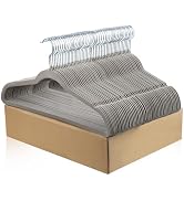 ELONG HOME Velvet Hangers 50 Pack, Grey Slim Felt Hangers with 360° Swivel Hook, Non Slip Skinny ...