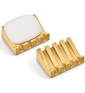 SUBEKYU Bamboo Soap Dish Self Draining Wooden Bar Soap Holder Soap Saver for Shower Slope Drainag...