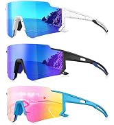 Foliful Sports Polarized Sunglasses Men Women for Running Baseball Hiking | 3 Pack Lightweight Su...