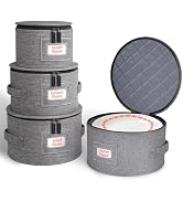 Cirhy Hard Shell China Storage Containers,4-Piece Dish storage Set, Grey | Reinforced Side,Top & ...