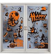 CCINEE Halloween Window Cling Stickers,Witch Skeleton Double-Sided Gel Window Decal for Halloween...