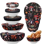 Patelai 10 Pcs Reusable Bowl Covers for Bread Proofing Stretch Cloth Fabric Halloween Mushroom Bo...