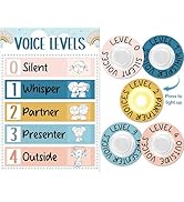 Boho Voice Level Poster with 5 Pack Puck Lights Rainbow Voice Noise Level Display Policies Educat...