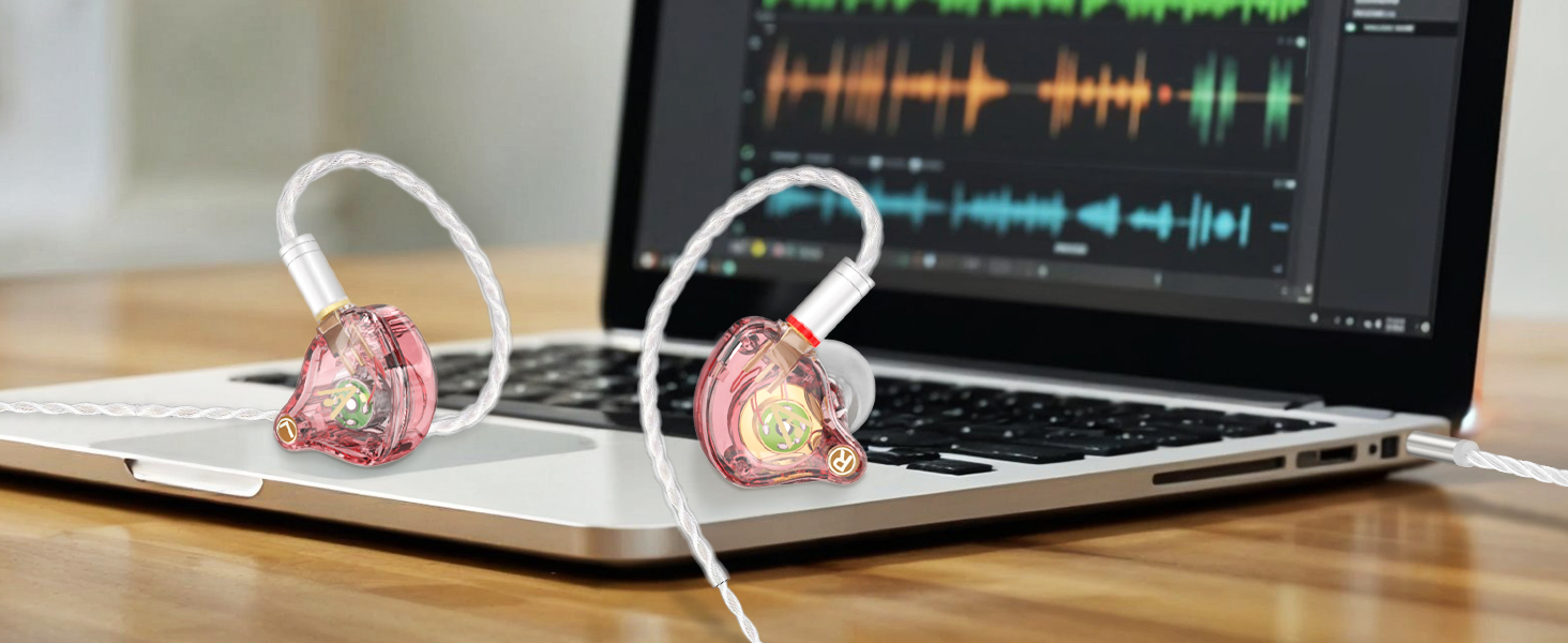 Vibes 202 Pink Wired Earbuds - HiFi in Ear Monitor Headphones