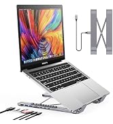 Mukiya USB C Laptop Docking Station Stand, USB C Dock Tablet Stand, 8 in 1 USB C Hub with 4K HDMI...
