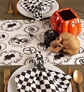 DII Halloween Party Tabletop Decor, Reusable & Machine Washable Cotton Fabric, Table Runner