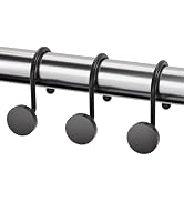 AmazerBath Shower Curtain Hooks, Shower Curtain Rings Heavy Duty Modern Decorative Black Shower C...