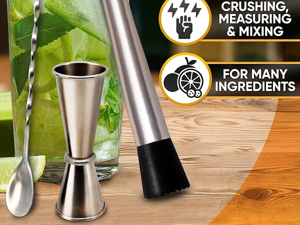 gold muddler for cocktails mixed drink accessories long handle spoon bar spoon cocktail mixing