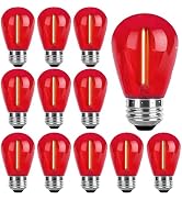 Sxminer 15 Pack S14 Red LED Bulbs Christmas Replacement Bulb 1W Outdoor LED String Light Bulbs E2...