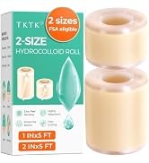 TKTK Hydrocolloid Roll 2 Sizes, Cut-to-Fit Bandages for Pimple & Wounds | 2in x 5ft + 1in x 5ft P...