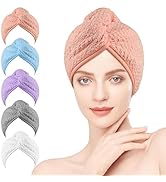 HOMEXCEL Microfiber Hair Towel Wrap, 5 Pack Hair Turbans for Wet Hair, Super Absorbent Dry Hair T...