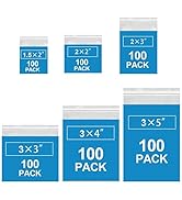 600 Pack Small Plastic Bags, 6 Assorted Sizes (1.5x2, 2x2, 2x3, 3x3, 3x4, 3x5 Inch) Clear 2 Mil J...