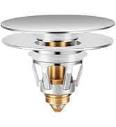 Universal Bathroom Sink Stopper with Hair Catcher, for 1.04-1.97 Inch Drain Hole, Spring Core Bat...