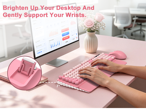 Pink Wireless Keyboard and Mouse Combo