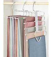 MORALVE Pants Hangers Space Saving - 2 Pack - Non-Slip Multi-Layer Space Saving Hangers - Multifu...