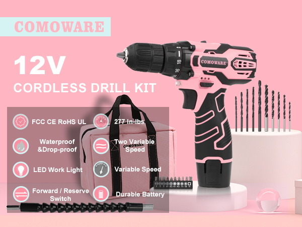 COMOWARE 12V CORLDESS DRILL KIT
