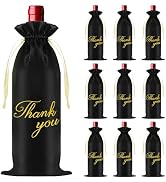 Liobelon Satin Wine Bags 10 Pieces Wine Gift Bag Reusable Thank You Gift Bags with Drawstrings Wi...