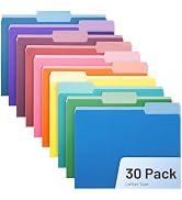 Comix Colored File Folders,30 Pack Manila Folders, Letter Size 8.5" x 11", 1/3-Cut Tabs, Assorted...
