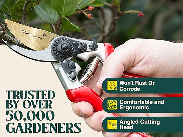 EnduroPRO ergonomic pruner, rust proof, comfortable, sharp blade, pruning shear for gardening