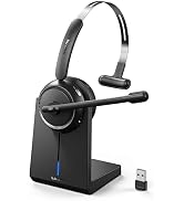 LEVN Wireless Headset 5.2 for Call Center, BluetoothHeadphones with Mic for Work(Noise Cancelling...