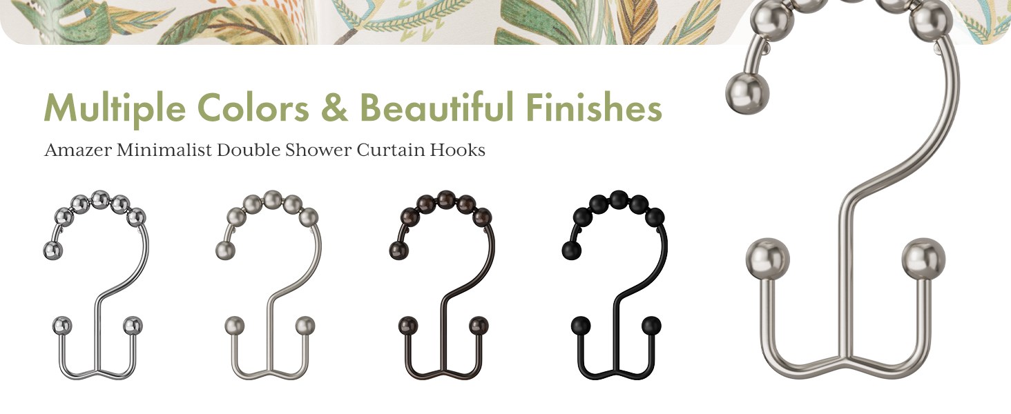 Amazer Double Shower Curtain Hooks