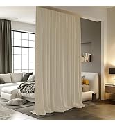 RoomDarkning Room Divider Curtain, 8.3 ft Wide x 7 ft Tall, Cream Beige, 1 Panel, Blackout, Noise...