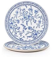 Coterie Decorative Paper Plates (Set of 10 Large Plates) - Blue Floral and White for Bridal/Baby ...