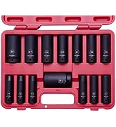 14 Piece MECHMAX Impact Socket Set 1/2 Inch Drive Deep Metric Sizes, 10-32 mm 6 Point Chrome Vana...