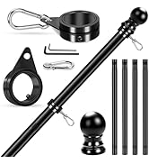 House Flag Pole, REERON 5 FT Metal Spinning Flag Poles Kit, 1" Tangle Free Stainless Steel Flagpo...